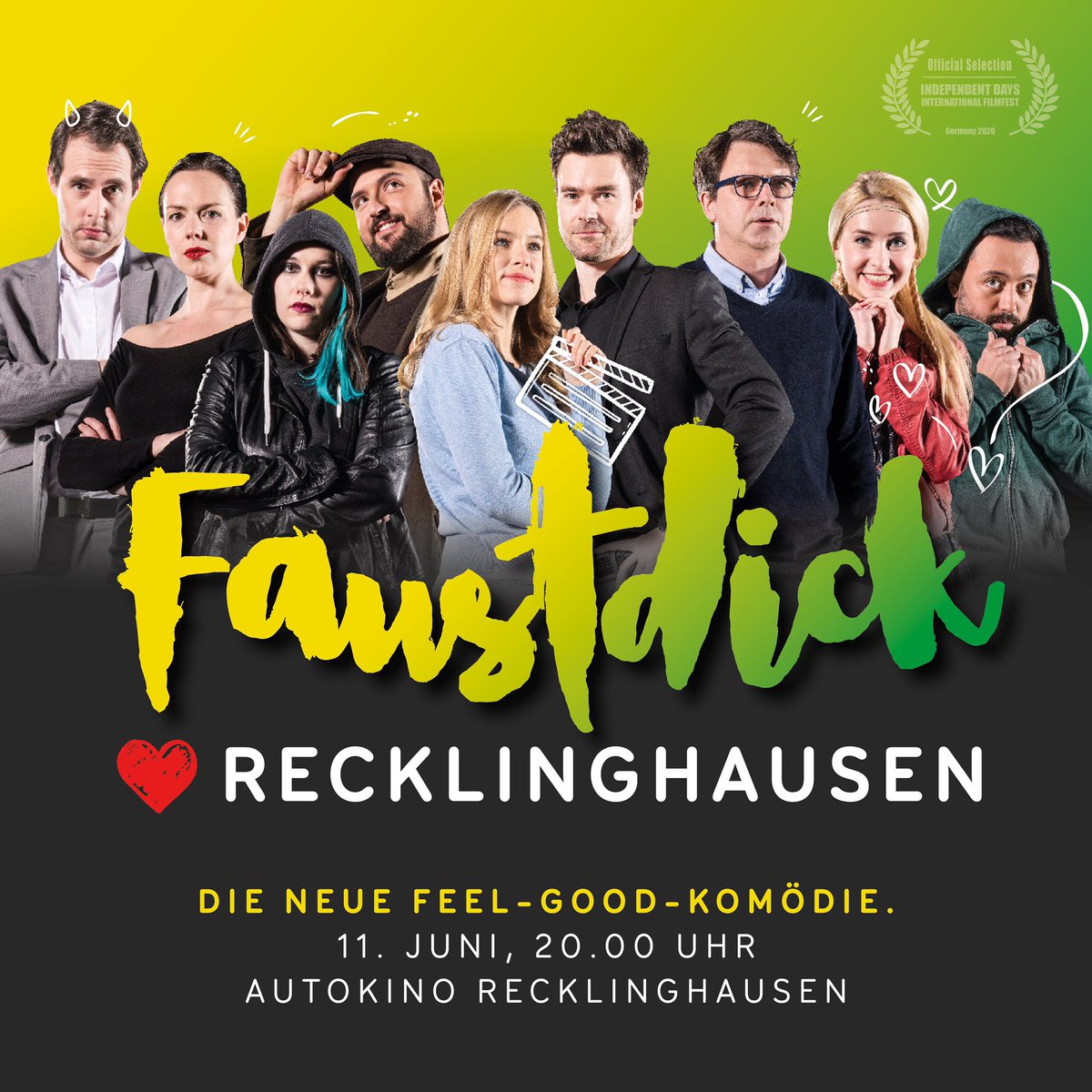 Am Donnerstag sind wir mit unserer Feel-Good-Komödie FAUSTDICK in #Recklinghausen im #autokino!