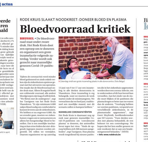 TVlierberghe's tweet photo. Vandaag ook in @DeZondag de dringende oproep vanwege @RodeKruisVL @RodeKruis #bloed #donor #geefbloed Een kleine moeite die een wereld van verschil kan maken voor iemand anders... https://t.co/xvTu02RQ4v