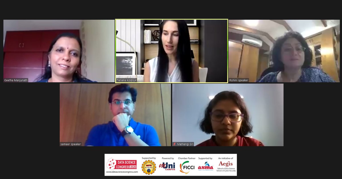 Panel on 'Women in Data opportunities &amp; challenges' with Dr <a href="/RohiniSrivathsa/">Dr. Rohini (Gupta) Srivathsa (She/Her)</a>, National Technology Officer (CTO), Microsoft India, Dr <a href="/geethamhp/">Geetha Manjunath</a>, Founder CEO/CTO, Niramai, Dr Tetiana Kodliuk,Chief Science Officer, Dathena, Mathangi Sri, Head of Data – GoFood, Gojek at #DSCongress