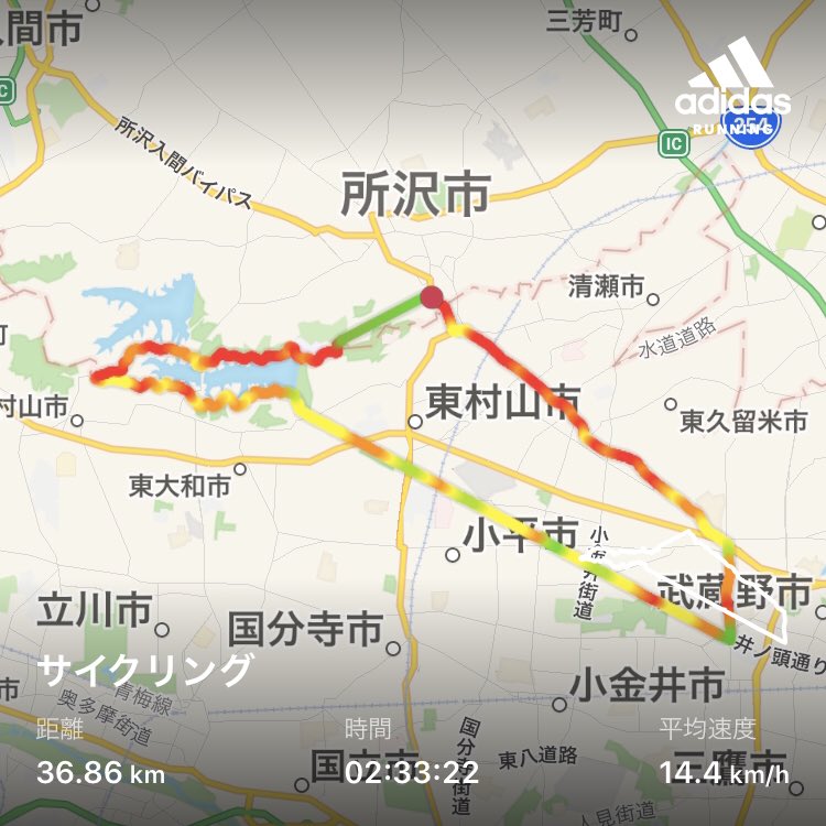 お松 武蔵境の多摩湖自転車道起点まで所沢街道で行って そこからサイクリングロードで多摩湖をぐるっと一周 いつもと逆廻りで走ったけど雰囲気違って気持ちよく走れた 最後にトトロの森2号地に行ってみようと思ったら住宅地の坂道迷って辿り着けず