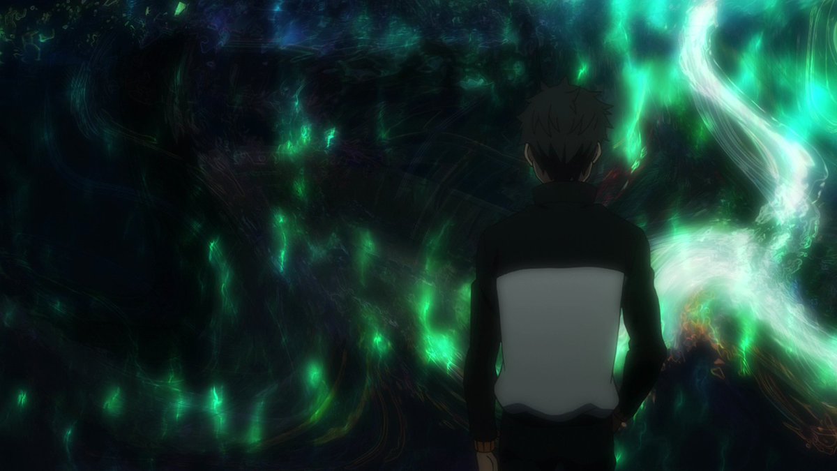 After leaving the store, Subaru thinks what he's seeing is a result of his gaming addiction which is a subtle way of conveying how one of Subaru's flaws comes from being poisoned by media. He will commit actions in the show based on his fantasies without assessing the reality.