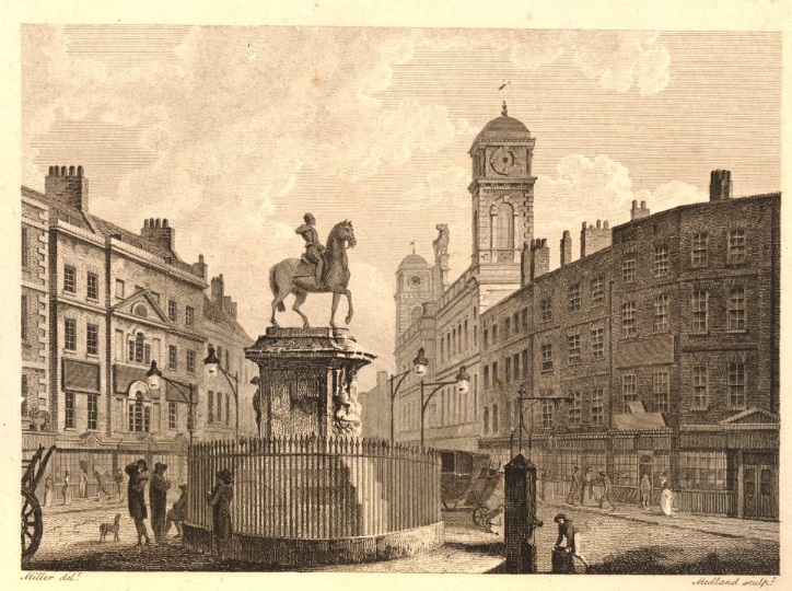 A view at Charing Cross looking towards Northumberland House, #London 1795