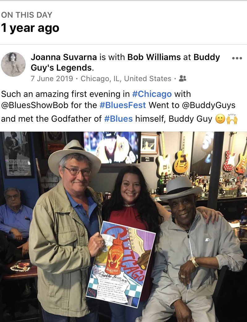 A memory on Facebook from this time last year,when I visited #Chicago for the brilliant #ChicagoBluesFestival 
Bringing people of all nationalities together from around the world & celebrating a shared love of #bluesmusic 

My dad & I met legend @TheRealBuddyGuy at @BuddyGuys 🙌