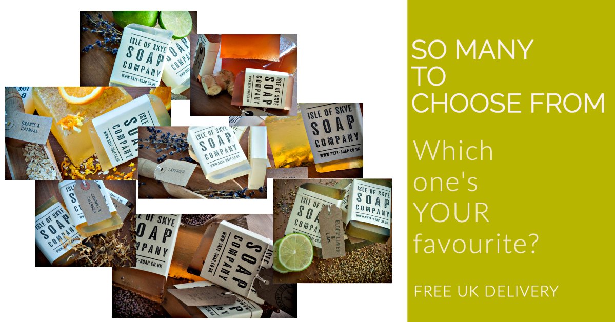 There's so many to choose from - *|URL|#handmadesoap #soapandwater #lemongrass #lime #lavender #cedarwood #ylangylang #orange #mint #teatree #shampoobars #rosemayandnettle 
skye-soap.co.uk