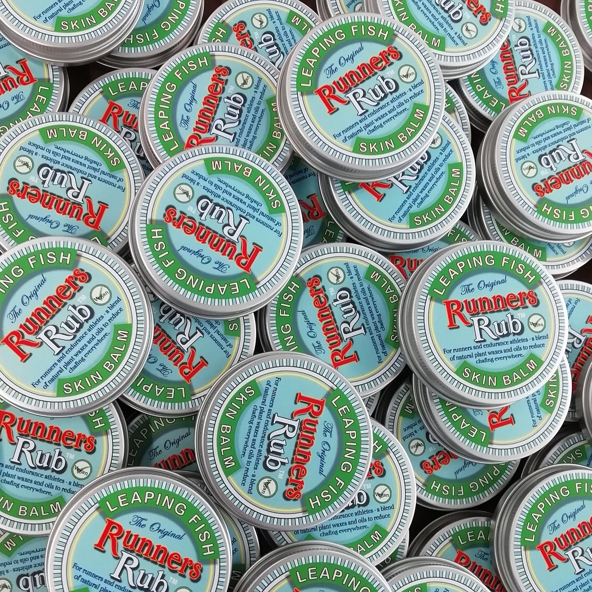 RunnersRub's tweet photo. Latest batch heading out the door! Exciting times with more and more sports shops stocking Leaping Fish balms #runners #canicross #chafing #cyclists #triathletes #ramblers #rowers #musclerub #surfers #dogpawbalm #VirtualRun https://t.co/brL6HKhnJ0