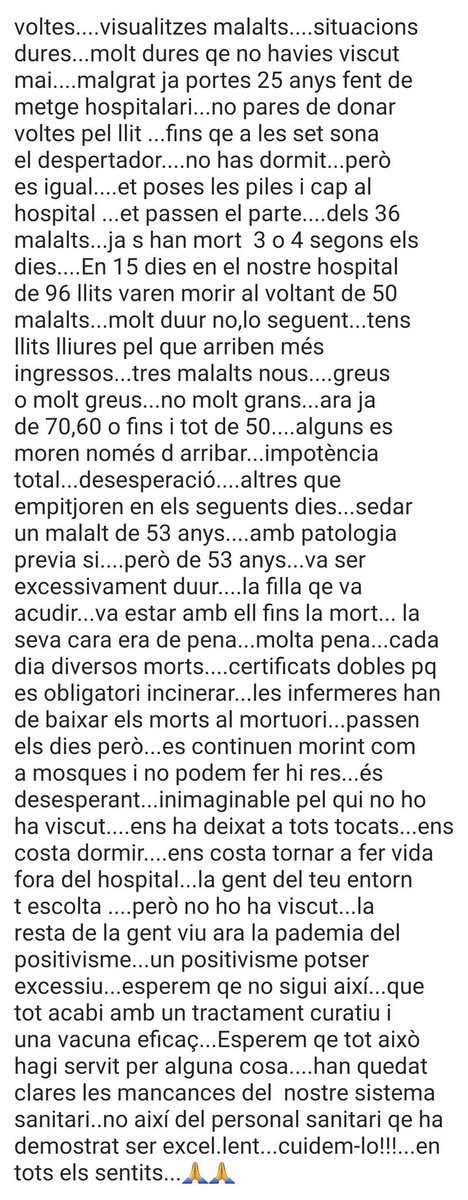 Reflexions personals de la fase aguda de la Pandèmia COVID-19...