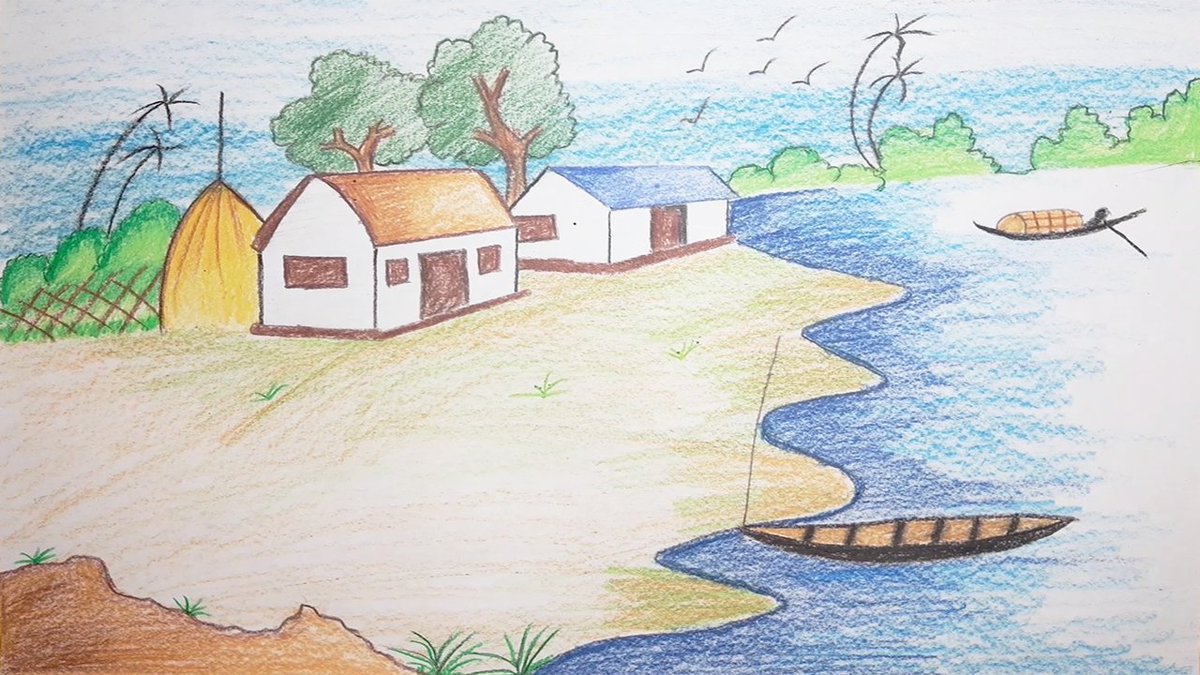 Featured image of post How To Draw A Village Scenery With Pencil Colour
