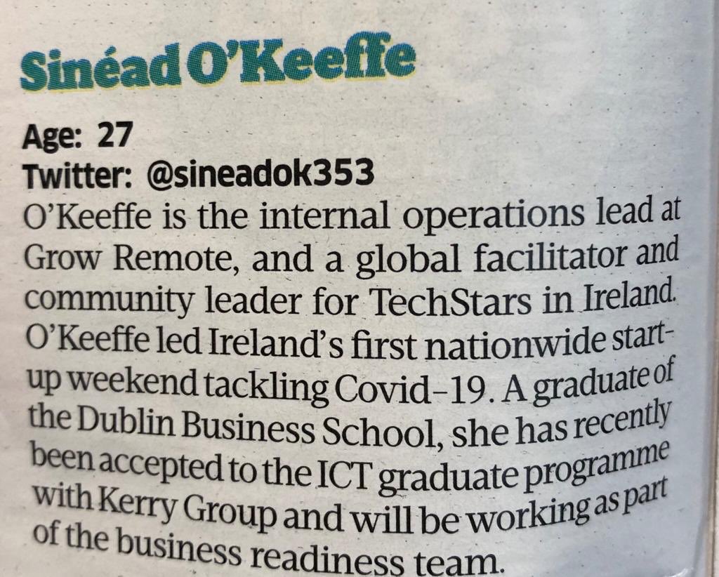 Congratulations to our own @sineadok353 in this year’s 30 Under 30 in @sundaybusiness 🚀