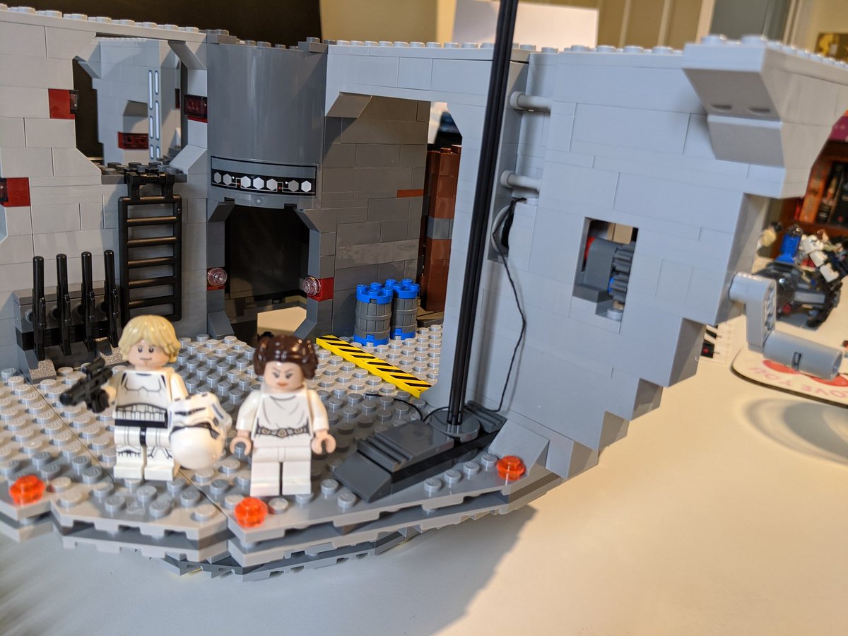 zeetha's tweet photo. Stage 3 is complete - Inc trash compactor with sliding door and the monster 🦕😄plus a mechanism for something - we shall find out what in a later stage! 😊😁 #Lego #starwars #deathstar #suchfun #FunWithBricks https://t.co/xrgK5vYw0C