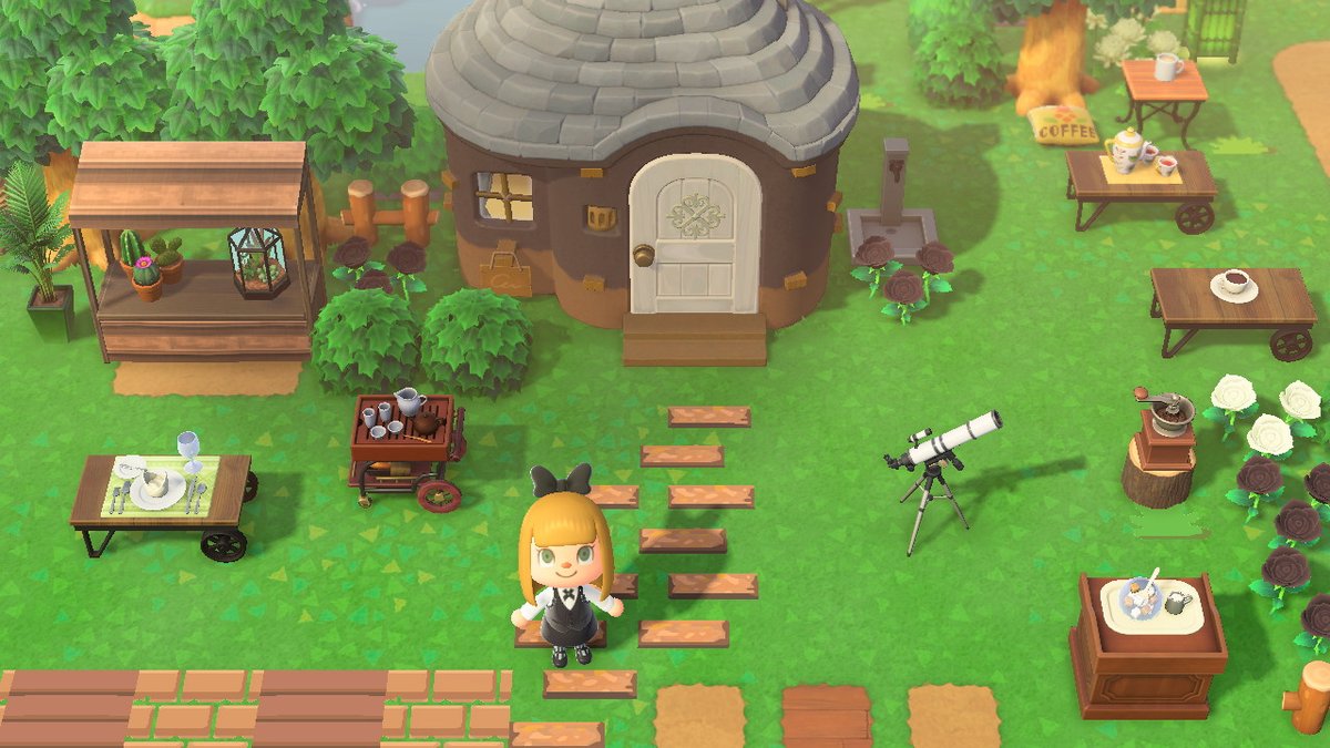 さぼてん うばたま Twitterissa ネルソンの家の外観に合わせて緑のカフェっぽい庭を作ってるよ どうぶつの森 あつ森 ネルソン