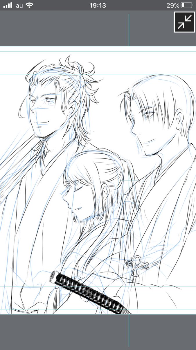 ペン入れをします。
描き始めと描き終わりが細い入り抜きぺんです✨
主線は4。
髪や目は3です。
一番時間をかけるのは顔の輪郭です。
後で並びをいじる為に人物毎にフォルダ分けしてます。
これが後で便利です。