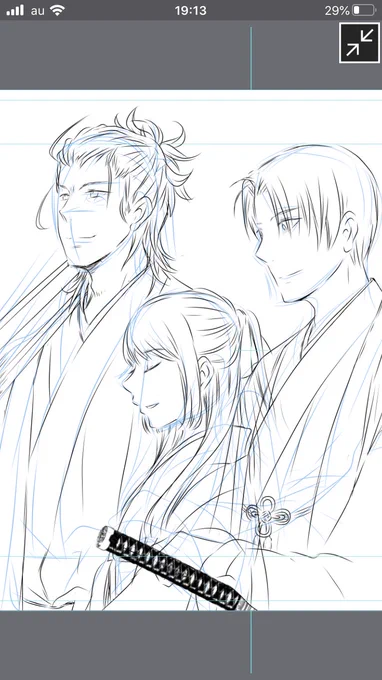 ペン入れをします。
描き始めと描き終わりが細い入り抜きぺんです✨
主線は4。
髪や目は3です。
一番時間をかけるのは顔の輪郭です。
後で並びをいじる為に人物毎にフォルダ分けしてます。
これが後で便利です。 