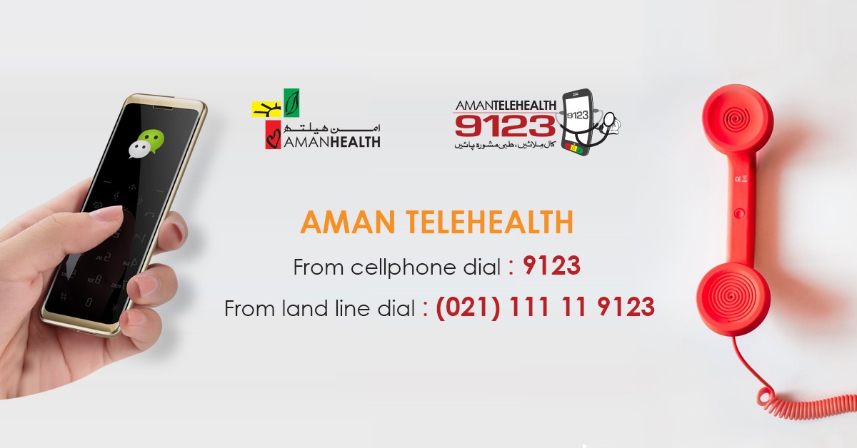 siehspk's tweet photo. Aman TeleHealth is supporting residents of #Sindh in the fight against novel #Coronavirus. Dial 9123 now if you suspect you have contracted #COVID-19.

A trained health advisor will capture your details and provide guidance on precautionary steps against the virus. 1/3 https://t.co/TiiMGQ3UVm
