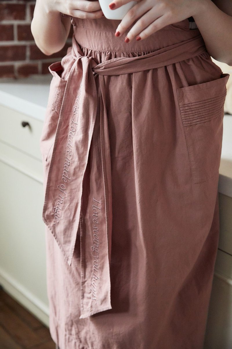 Herlipto Washed Cotton Apron Rose