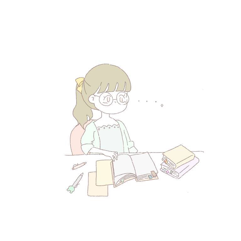 びーちゃん 勉強つらい 本やペンみたいな細かいの描くの結構好き あと手も イラスト 女の子 勉強 本