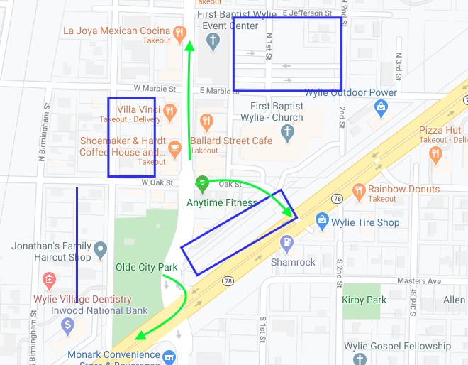 dallas_protest's tweet photo. For the upcoming #Wyle protests. Parking in blue, safe routes out in green. So far no word of road closures or police presence. Stay safe, stick together and drink water! #WyleProtest #Dallaswontrest https://t.co/AMuaw5NKfh