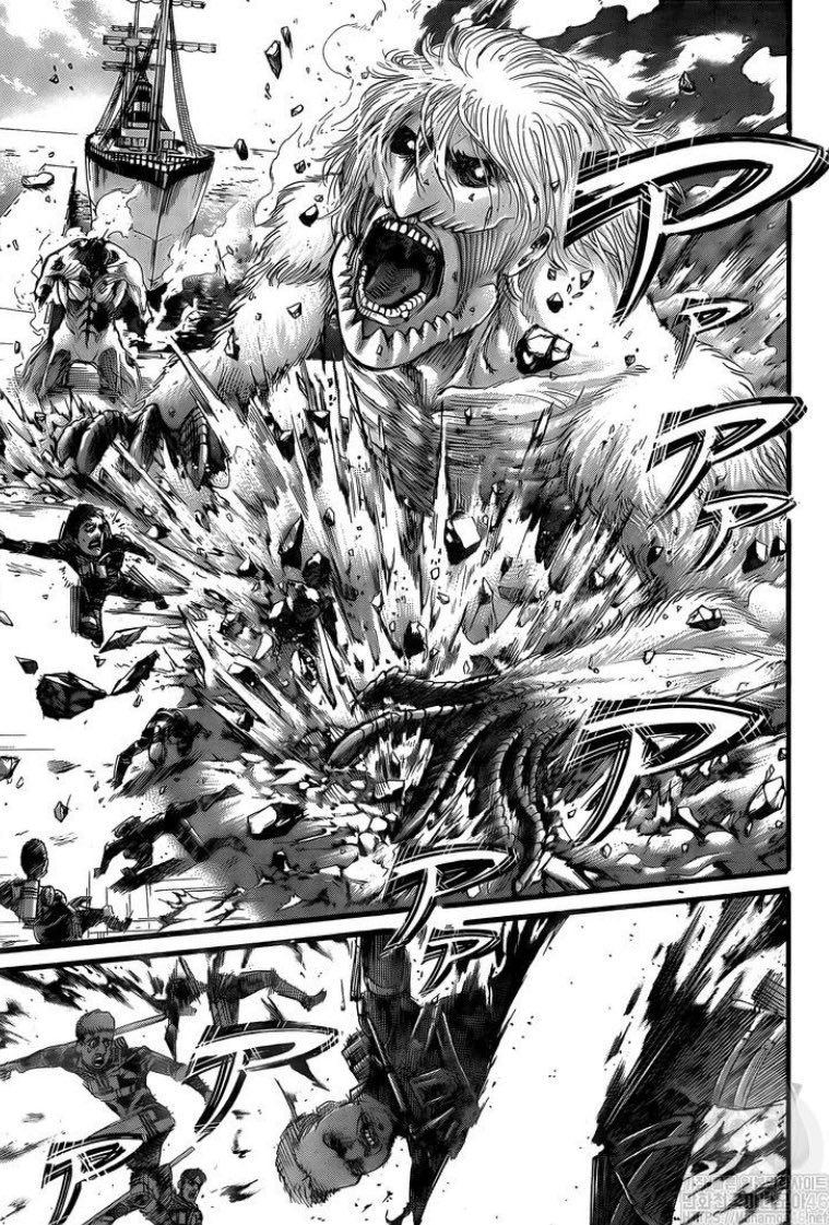 el_unfunne's tweet photo. Attack on Titan 129: I prefer the air. Falco goes full chomp mode. Why is he so big for a jaws titan? Lambardi/10 #snk129 #AOT129 https://t.co/jQk46rAfeR
