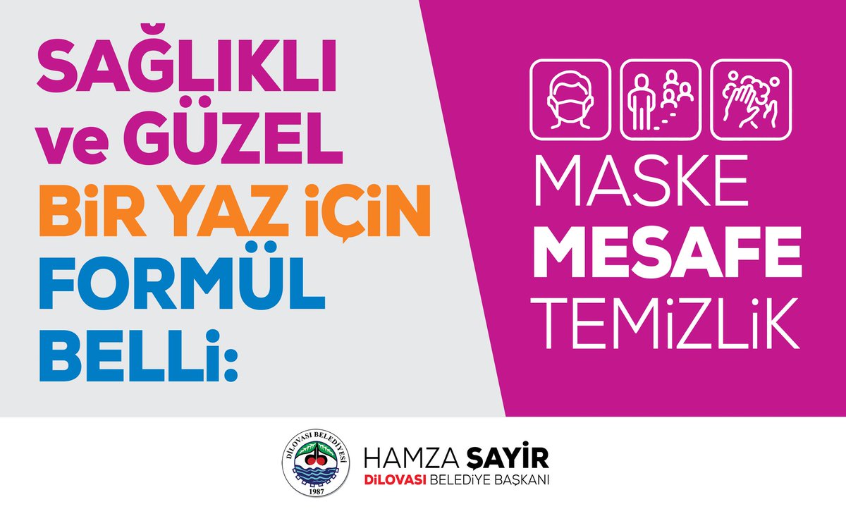 Sağlıklı ve Güzel bir Yaz için
Formül Belli :

Maske,
Mesafe ve
Temizlik

#YükselenŞehirDilovası