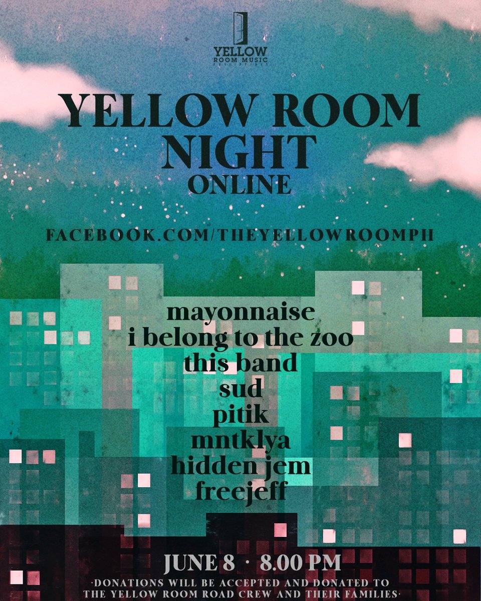 MontyMacalino's tweet photo. Bukas friends June 8, 8pm sa FB ng @TheYellowRoomPH isang gabi ulit para sa mga roadcrew natin kung ano lang ang kaya yun ay sapat na 👍 Maraming salamat 🙏 https://t.co/TR74Ivv42Y
