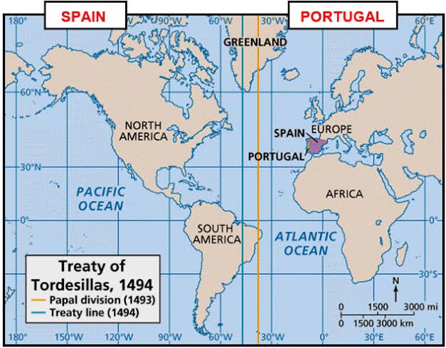 On this day (June 7, 1494), Spain and Portugal divided the world between  the two nations - Vivid Maps