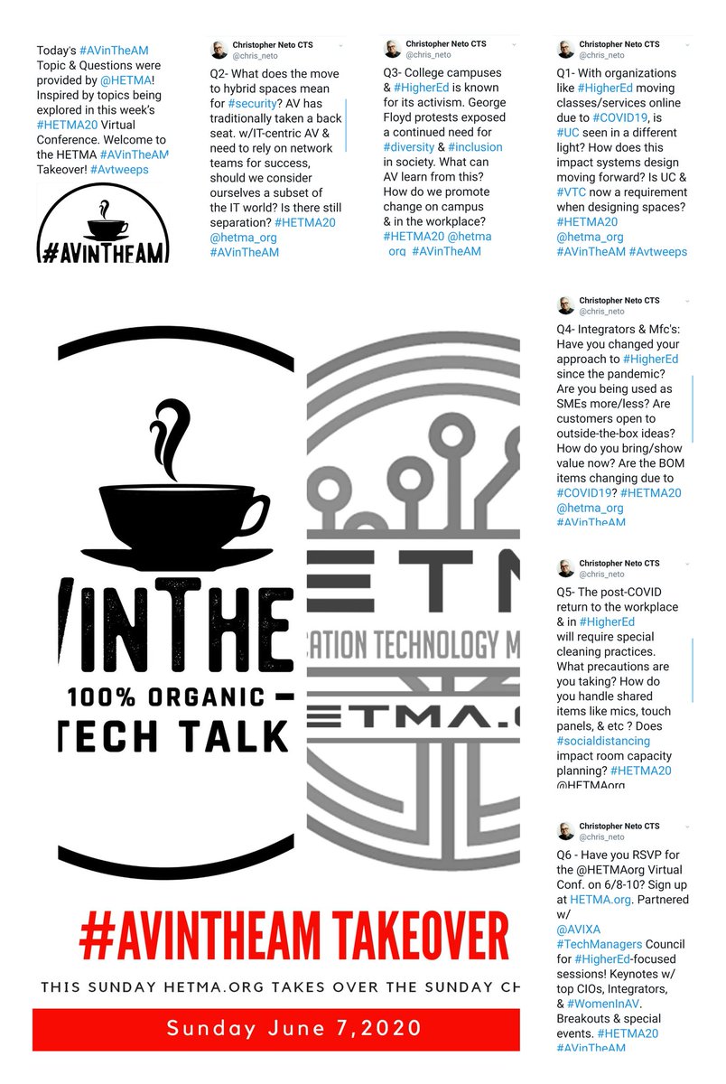 chris_neto's tweet image. Here is Today&apos;s @hetma_org Takeover Topic and Questions. (5 + a bonus). Thank you @josiahway @bchatchett and the entire @hetma_org team. Please reshare so that #Avtweeps can join in the #edtech conversation throughout today! Have a great chat &amp;amp; a wonderful Sunday. #highered