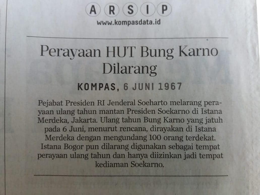 eldodys's tweet photo. Betapa Ketakutannya Rezim Diktator Soeharto pada kharisma Bung Karno. Bahkan dimasa Soeharto berkuasa. Perayaan Ulang Tahun Bung karno saja Dilarang.

Apakabar @Berkarya_Info ?

@Uki23 @yusuf_dumdum @BiLLRaY2019 @hamka_sutra 

#AntiOrba
#OrbaRezimFasis https://t.co/T5uUZJeGqS