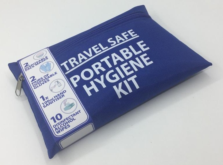 Travel Safe Portable Hygiene Kit – measuring 14 x 20 x 2cm – containing two 3-ply disposable face #masks, two pairs of #gloves, a packet of ten #disinfectant wipes and a 100 ml hand #sanitizer bottle - £7.50 Pre-Order here -cutt.ly/LyNSm5i