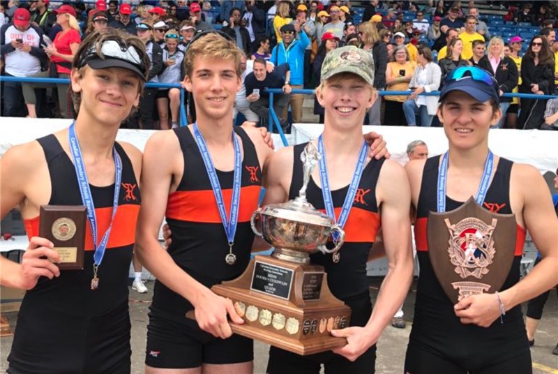 RidleyRowing's tweet photo. A year ago today, @Ridley_College finished the CSSRA Championships with SEVEN podium finishes, three of which were GOLD! We miss being on the water, but most of all we miss our rowing family. Can’t wait to get back at it as soon as it’s safe to do so! #RowBlacksRow https://t.co/loA31QUu90