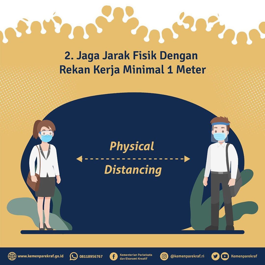 pesonaindonesia's tweet photo. 1. Selalu Gunakan Masker
2.Jaga Jarak dengan orang Minimal 1 meter
3. Pastikan ada udara masuk ke ruangan
4. Bersihkan perabot &amp; peralatan kantor dengan disinfektan https://t.co/Gpi3CQ6YH5