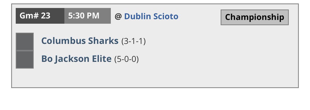 ⁦@ColSharks17u⁩ v ⁦<a href="/BoJackson2021/">Bo Jackson 2021s</a>⁩ in championship later this afternoon at Scioto - congrats to both teams!!