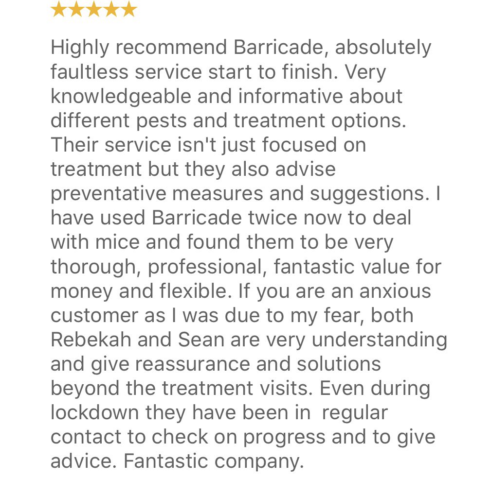Barricade Pest Control Edinburgh on Twitter "⭐️⭐️⭐️⭐️⭐️ We were