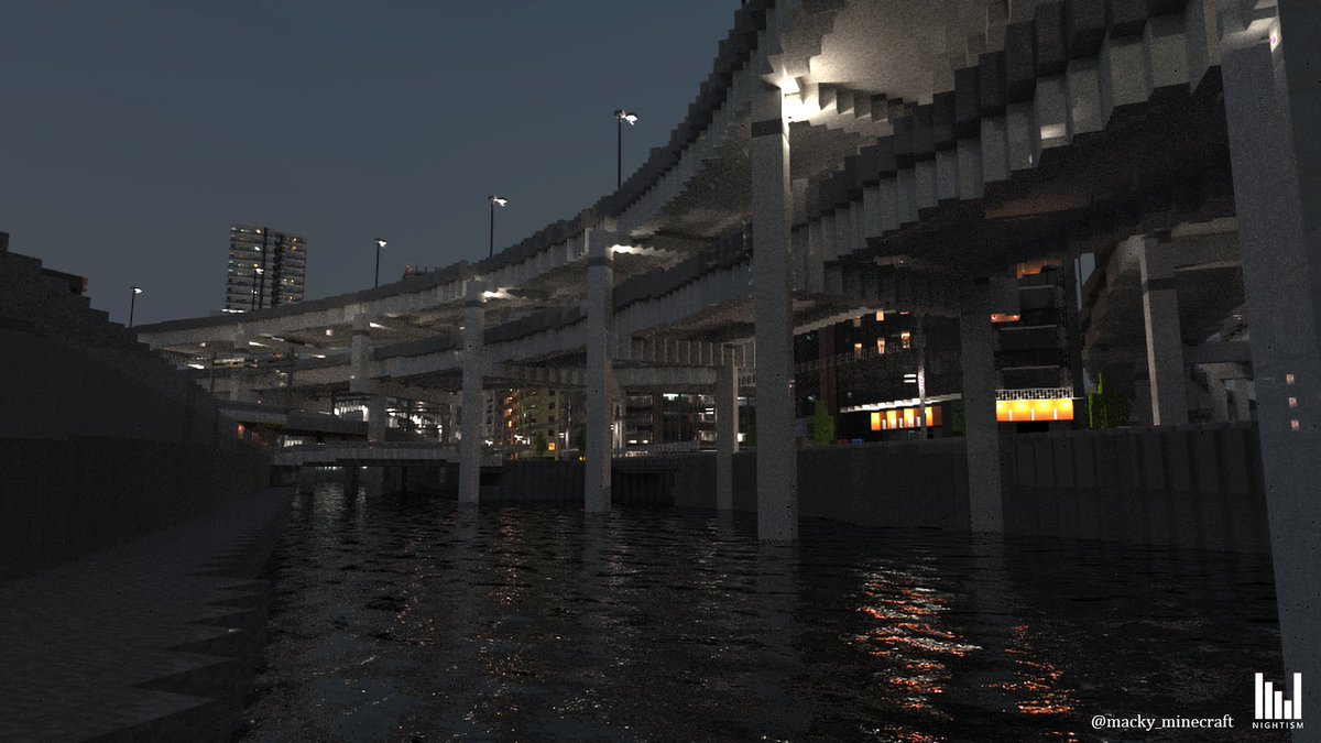 まっきぃ マイクラ建築 高架と水路 Minecraft マインクラフト Nightism