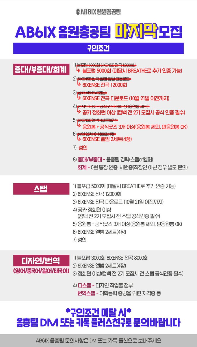 AB6IXstrm's tweet photo. [📢] 스탭 및 헬퍼 구인 안내

모집기간: ~6/17

일반 스탭, 디자인 스탭, 헬퍼를 모집합니다.

관련 문의는 오픈채팅방으로 부탁드립니다.
https://t.co/qdLyTbbT1a https://t.co/xq0rQ0uWyn