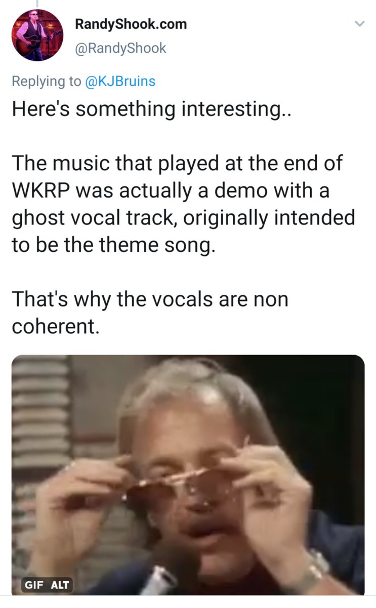KJBruins's tweet photo. Hot takes from yesterday come from two Randy's. @ROrosz44 taught us the importance Silver Sow Award and @RandyShook taught us how killer the closing credit song for WKRP was with a good story. https://t.co/icC4omug1K
#gettingrandy https://t.co/2FJv37ZOwe