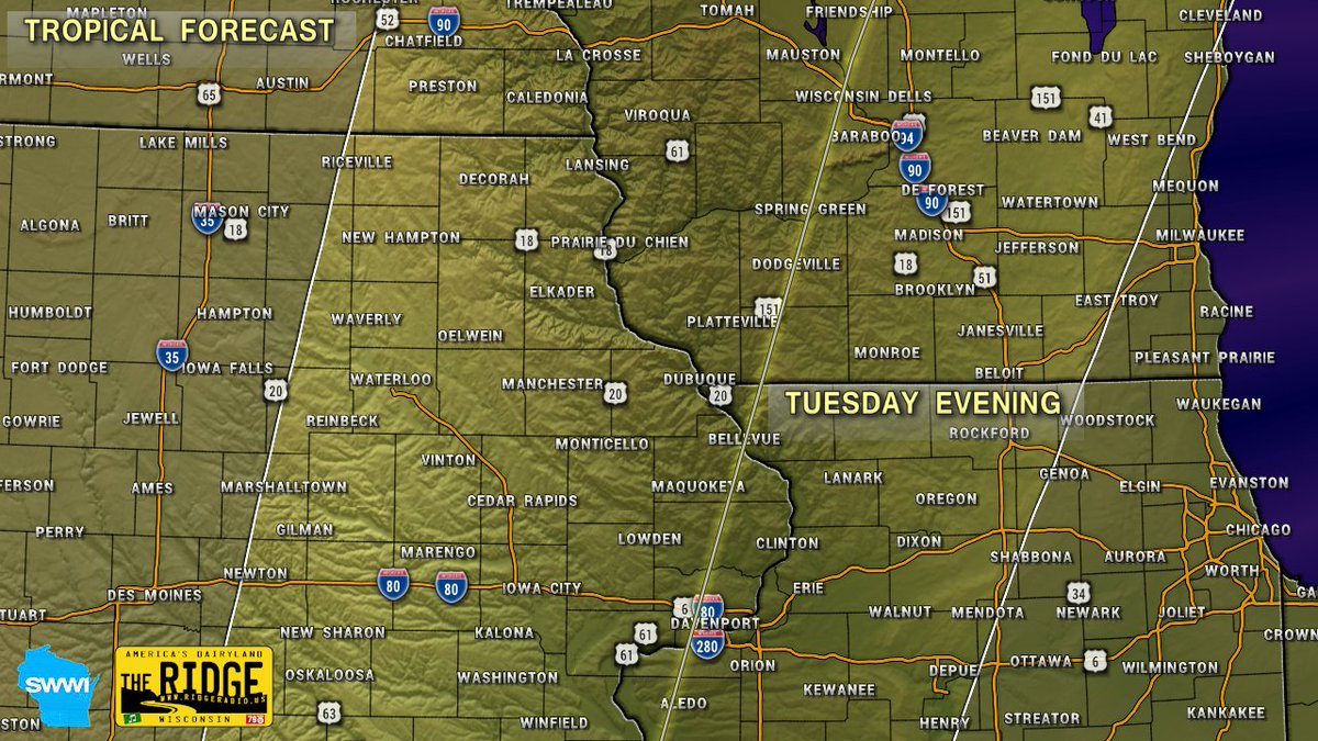 The remnants of Tropical Storm #Cristobal will affect SW Wisconsin Tuesday and Wednesday, with the possibility of 2-3" of rain or more. forecast.weather.gov/showsigwx.php?…