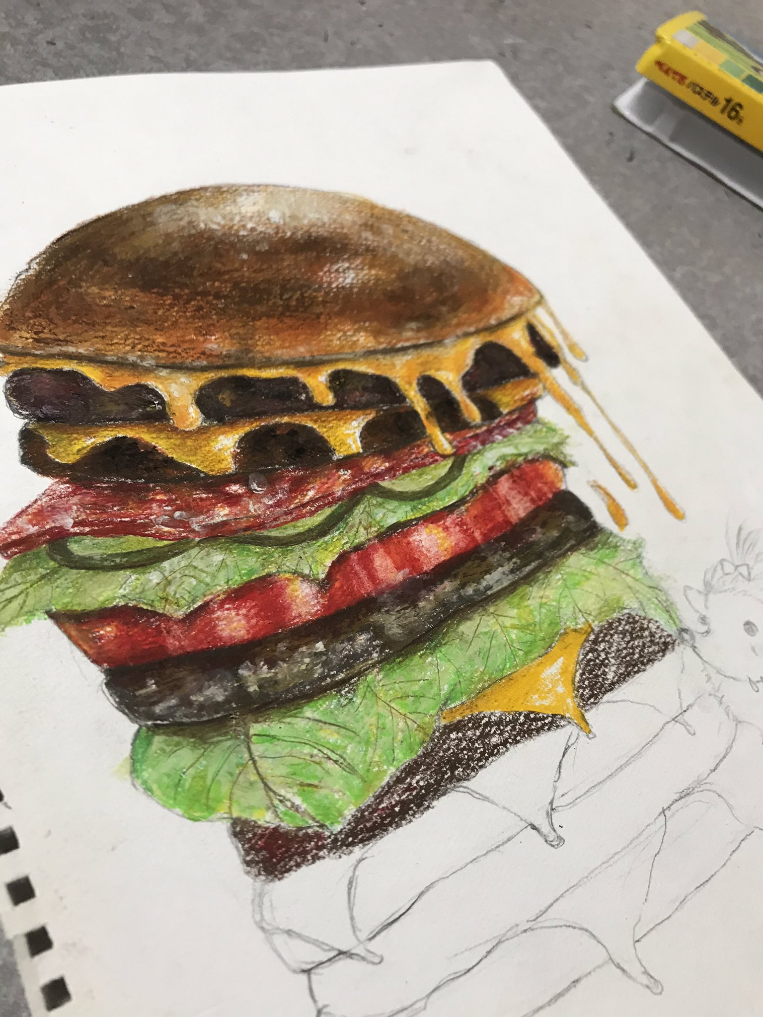 Minamike お腹空いてくる 色鉛筆 絵描きさんと繋がりたい ハンバーガー ハンバーガーイラスト 手書き イラスト ハリネズミ T Co Ac8esidhjq Twitter