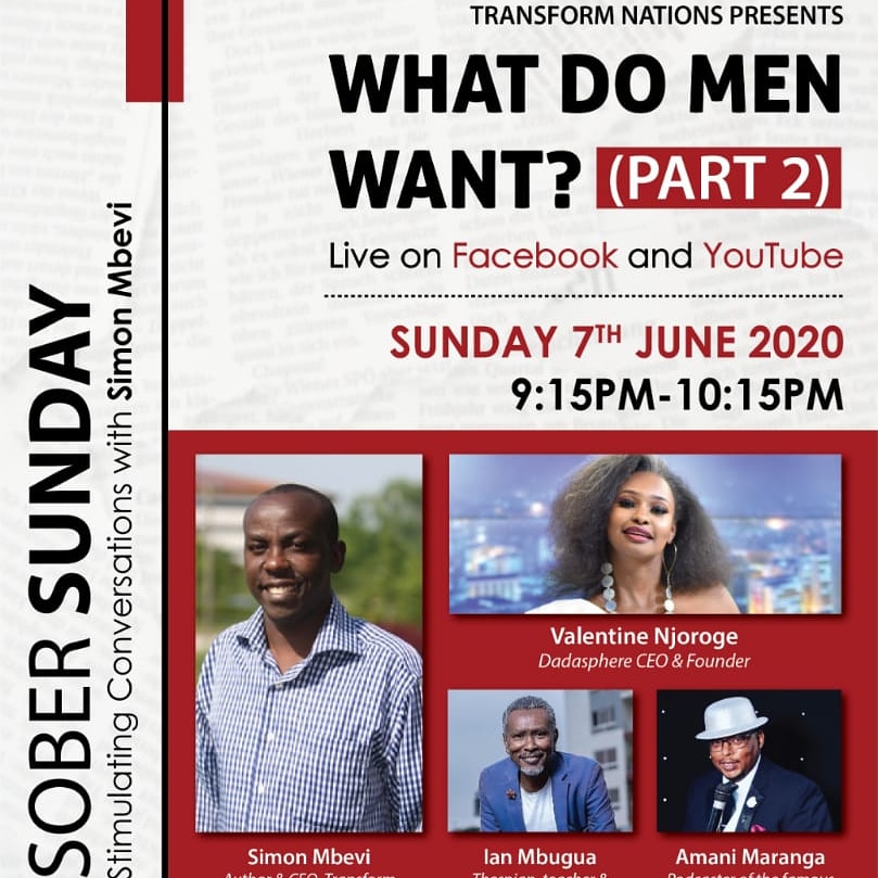 Did you enjoy part 1 of Last Sunday's conversartion on what men want? We are not yet done👍, part 2 is coming your way tonight.

Tonight, we get hear a lady's perspective on the topic. You are in for an exciting Conversation!!Don't miss out!!
#Manenough
#whatdomenwant