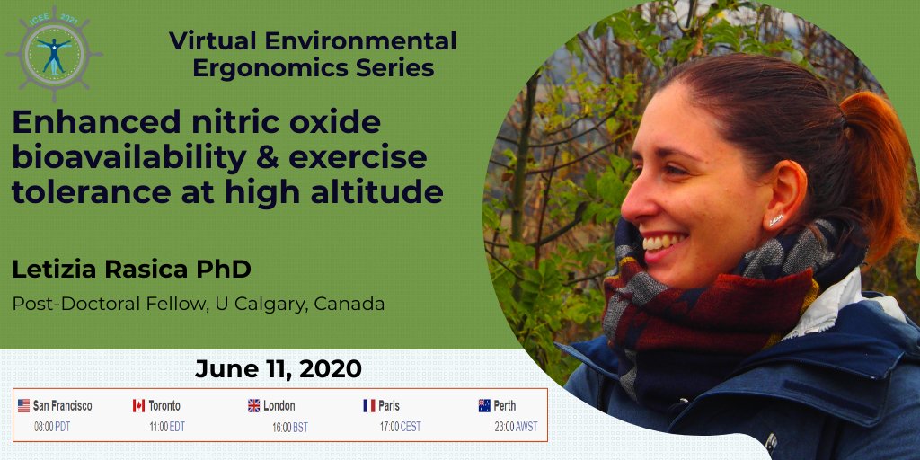 Tadej Debevec (@debevectadej) on Twitter photo #envtphys @ICEE2021
Hypoxic physiology symposia - Thursday 11th of June
1100h Toronto - 1700h Amsterdam - 2300h Singapore
<a href="/LetiziaRasica/">Letizia Rasica</a> will discuss the effects of enhanced NO bioavailability on exercise tolerance at high altitude
Registration:
us02web.zoom.us/webinar/regist… #envtphys @ICEE2021
Hypoxic physiology symposia - Thursday 11th of June
1100h Toronto - 1700h Amsterdam - 2300h Singapore
<a href="/LetiziaRasica/">Letizia Rasica</a> will discuss the effects of enhanced NO bioavailability on exercise tolerance at high altitude
Registration:
us02web.zoom.us/webinar/regist…