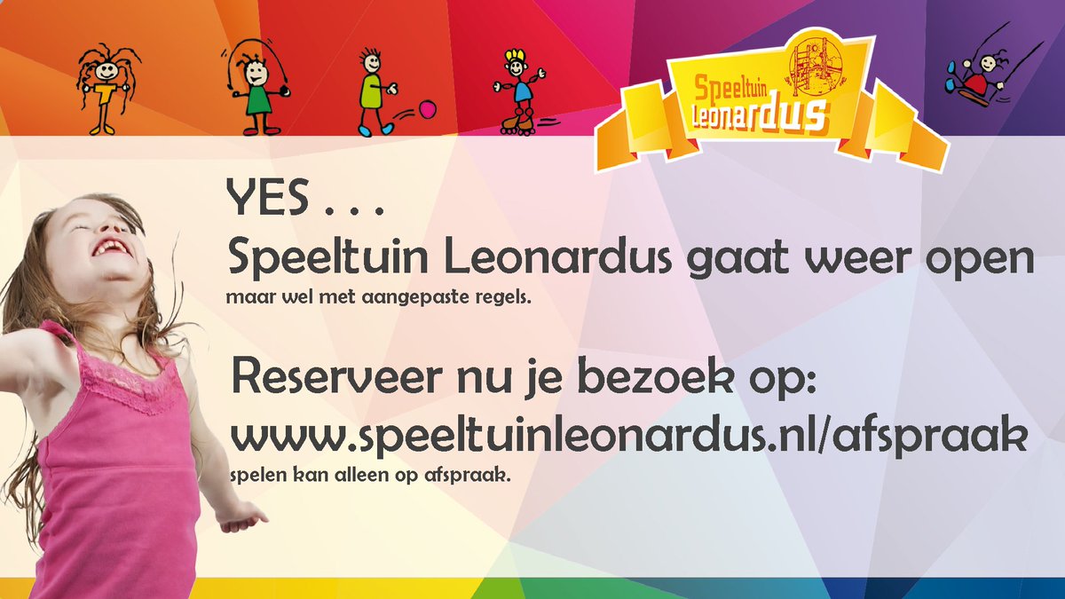 Nog een paar nachtjes slapen en dan gaat #speeltuinleonardus weer open. Er kan dat weer dan weer geschommeld, geruimeld en geklommen worden.. wel even vooraf reserveren. Tot woensdag.