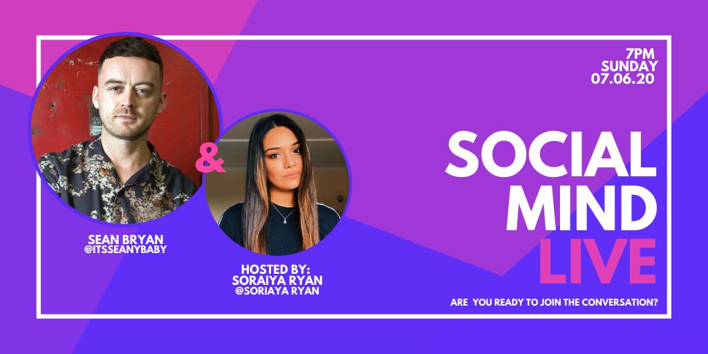 Tune in to the next episode of our #SocialMindLIVE Series this evening where you'll catch <a href="/SoraiyaRyan/">soraiya ryan</a> chatting business Lockdown and what's next for DJ and owner of Cut and Sew's Sean Bryan 💜