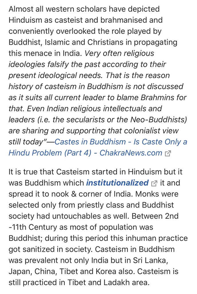 Though Buddhism has been portrayed as an ideal religion by Leftist Historians, it is not flawless. Contrary to general perception, casteism was being practiced in Buddhism as well. Yes, Caste-System exists in  #Buddhism as well.(11/21)