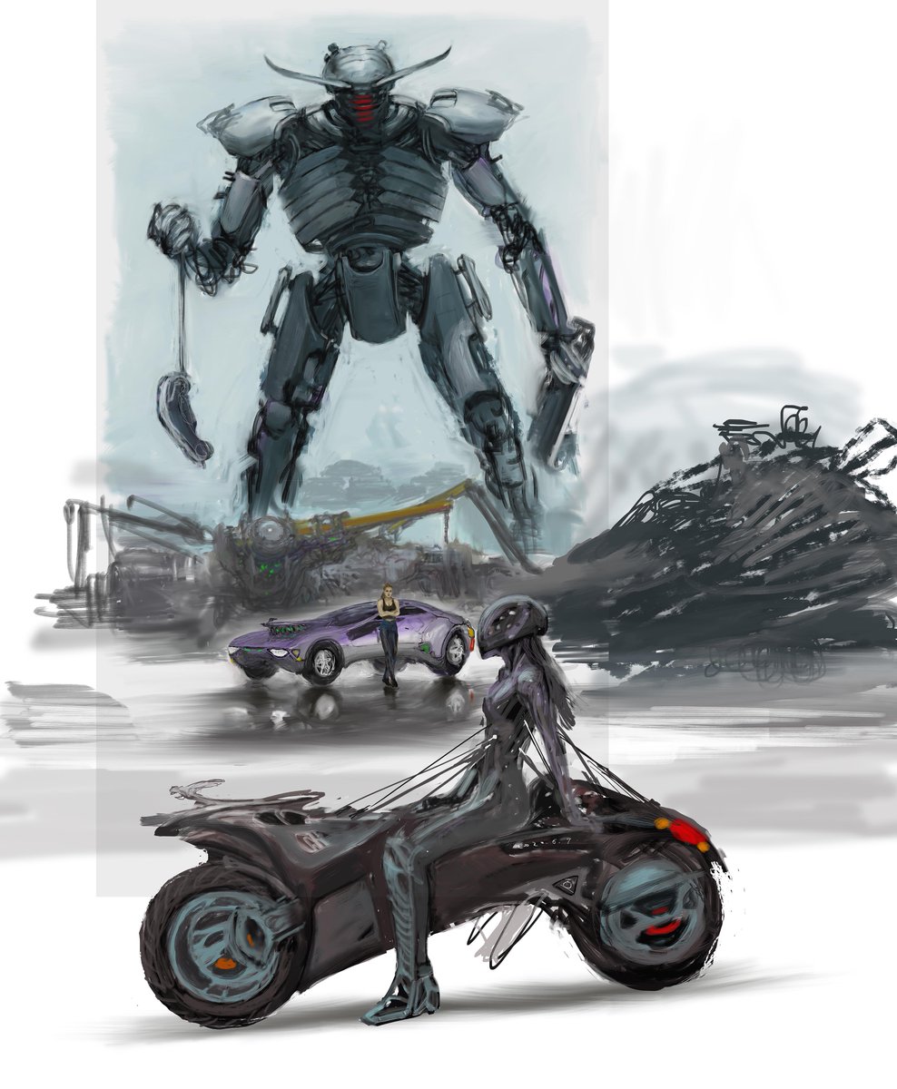 雨の日に変化していくイラスト 加藤直之 スタジオぬえ Sfイラストを描いてます のイラスト