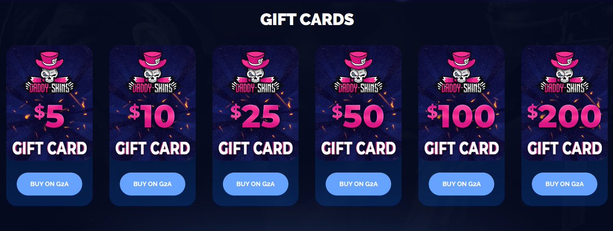 DaddyskinsCSGO's tweet photo. Fun Fact: Daddyskins gift cards cannot be used with a promo code BUT are cheaper on G2A 🤫

👉 https://t.co/If8Ftj4Gxt https://t.co/fGappvNkp4