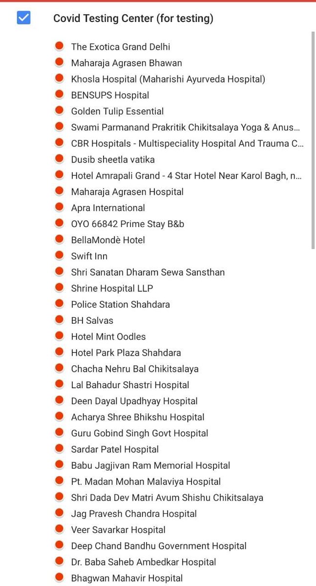 Update 33 - 8.30 pm - Good work by  @ArvindKejriwal and team, bigger list for testing centres. Call before you go.