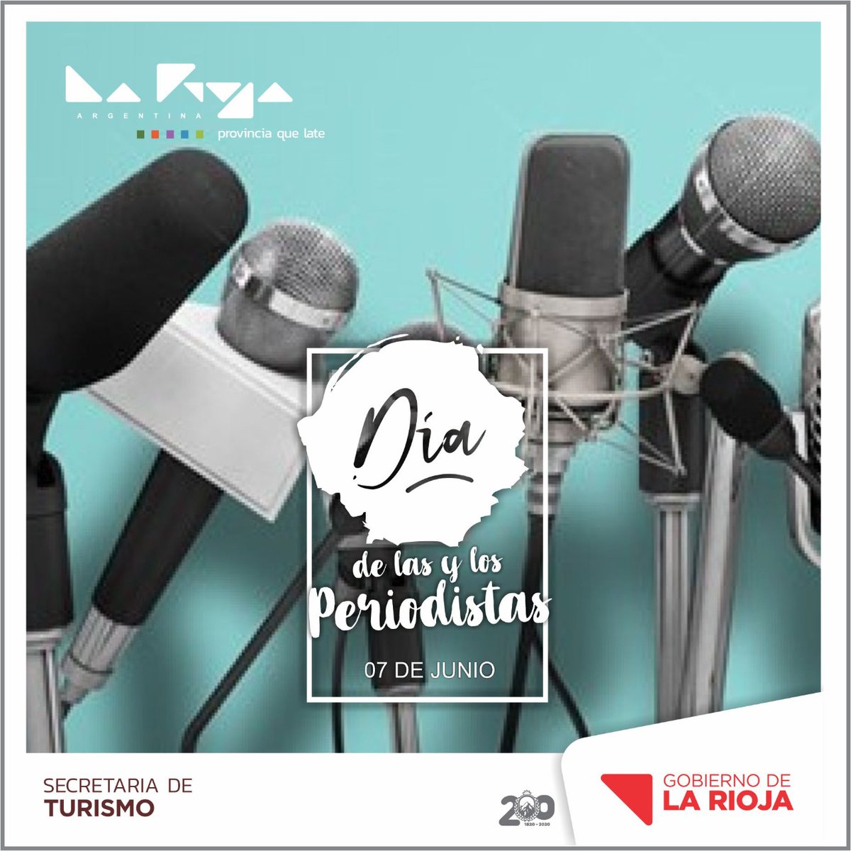 SecTurLaRioja's tweet photo. Hoy 7 de junio celebramos el día de las y los periodistas; saludamos a todas y todos los que diariamente llevan adelante la labor de acompañar cada hecho, con la responsabilidad y el compromiso de informar.
.
.
.
#DíaDelPeriodista #Periodistas #LaRioja https://t.co/0AuAH6GZYk
