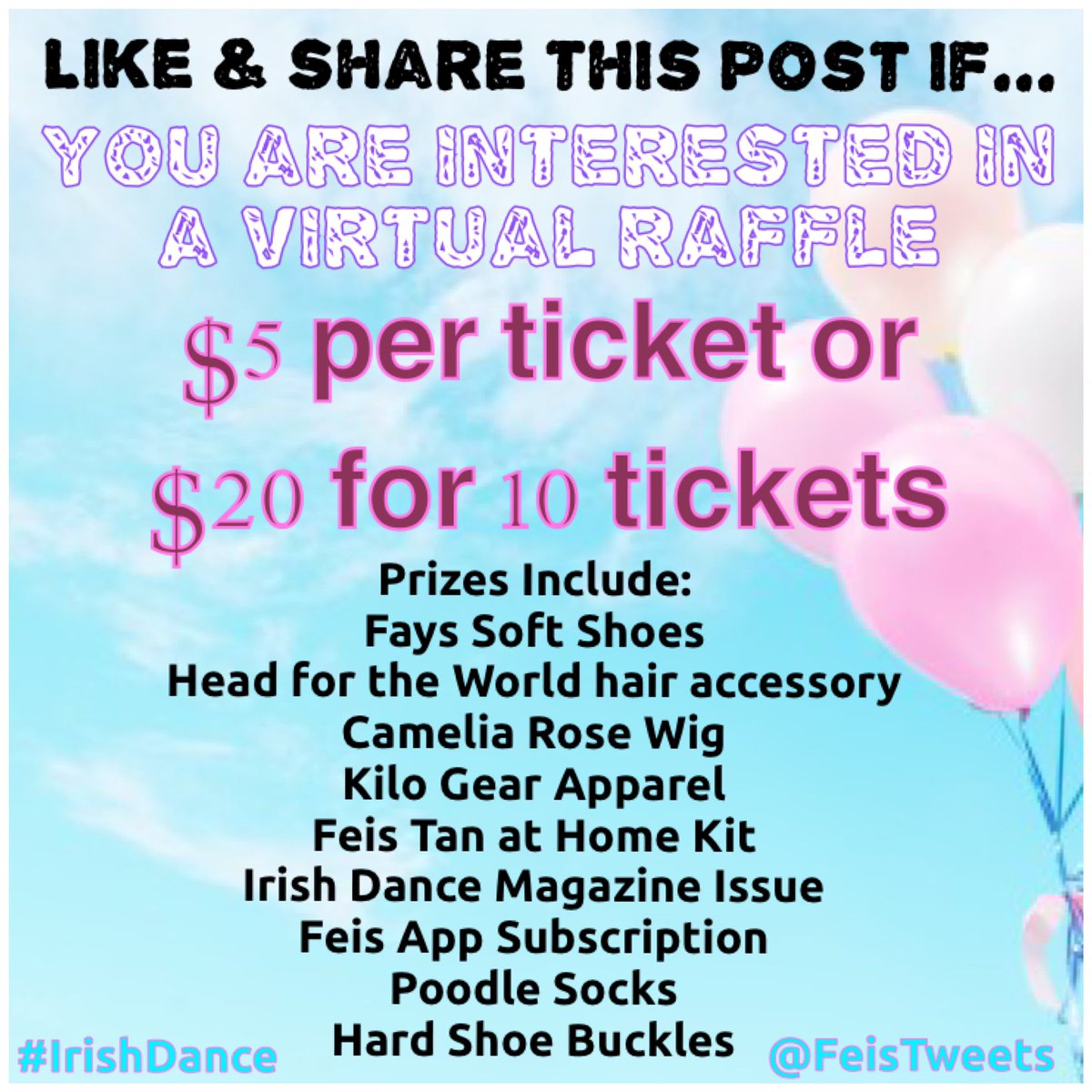 Like &amp; share if you’re interested in having @FeisTweet run this virtual raffle.