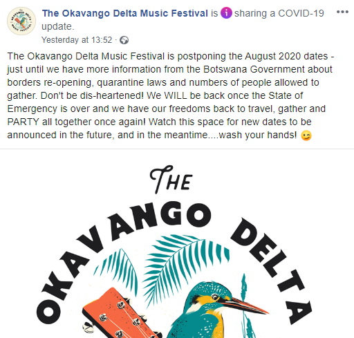 thehosttours's tweet photo. Awaiting further updates to bring you best package to Botswana's best international music festival. 

#WearMask #WashYourHands #Sanitise #Maintain_Social_Distancing_Continuously #TravelLocally #TravelWithUs https://t.co/fZ9fZhbOjc