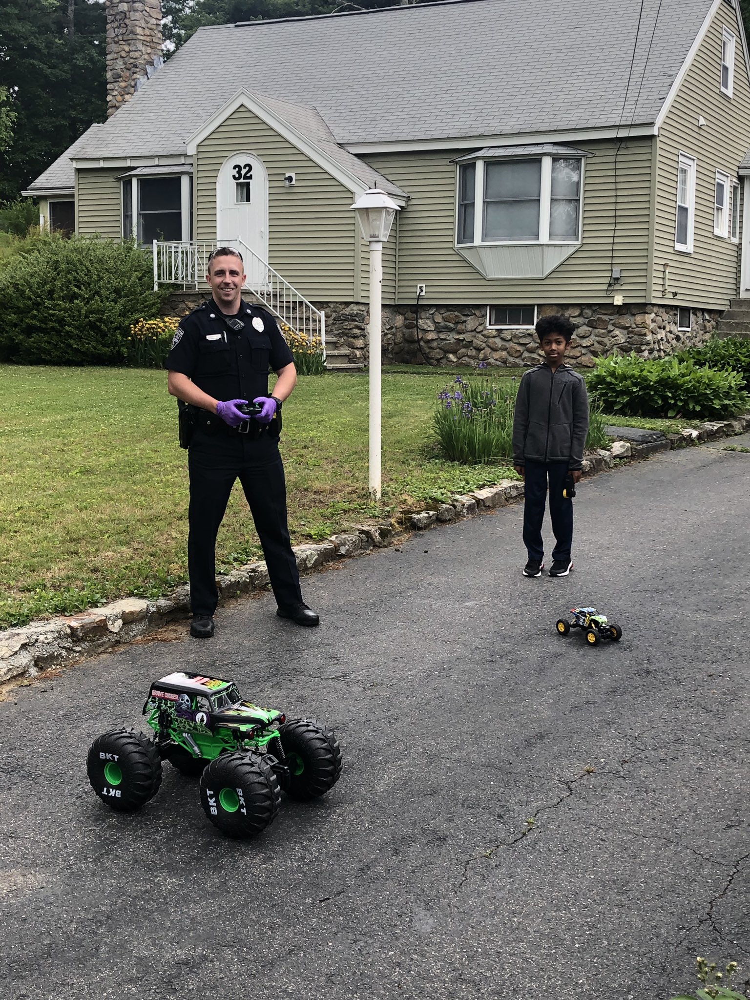Upton Police Dept on Twitter "Detective Bergstrom was blocking a road after a tree fell today