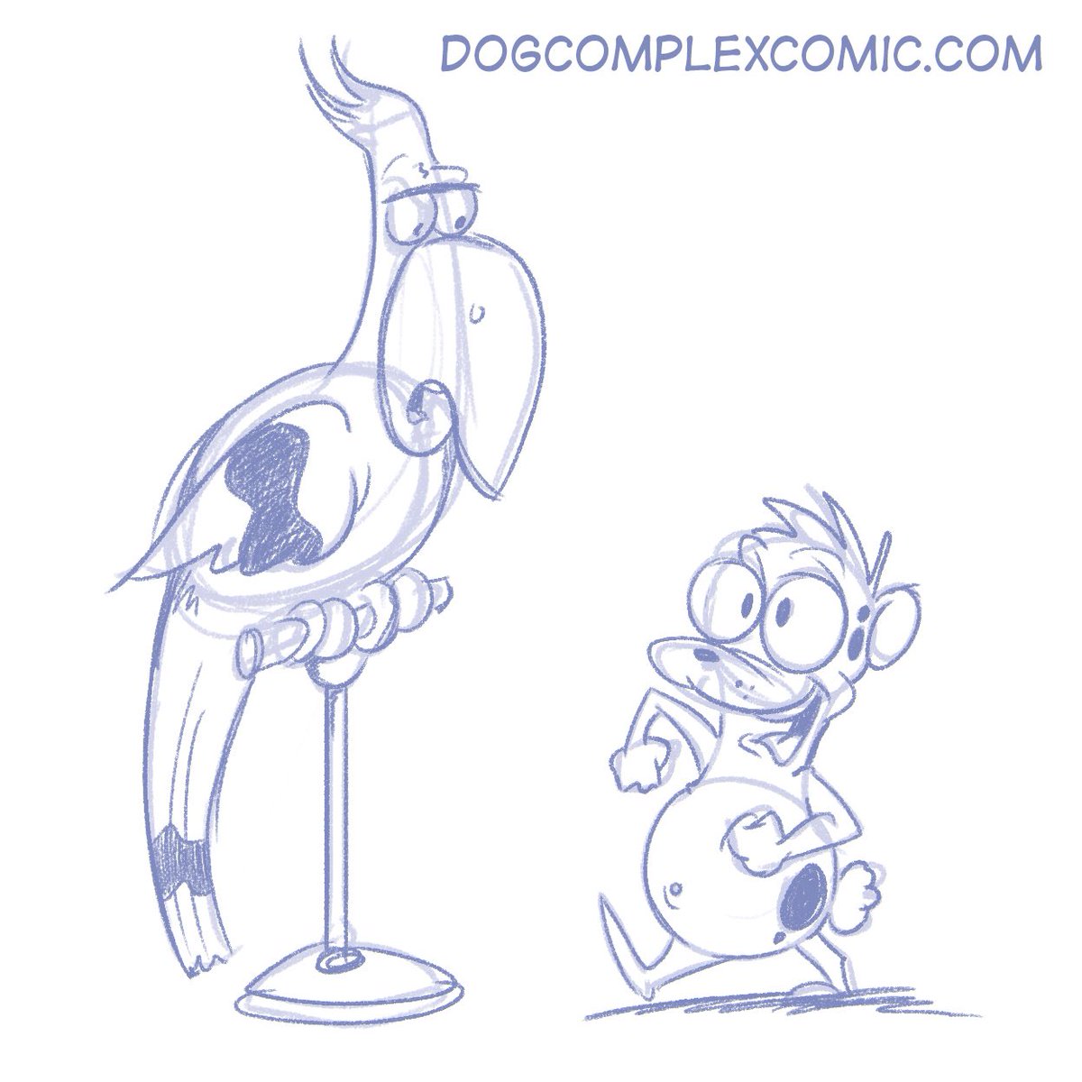 dogcomplexcomic's tweet image. Dog Complex Sketch Sunday! Each Sunday I post a sketch from the upcoming Wednesday comic strip. This week.’should sketch features Willy the parrot and Angus the hamster. See you on Wednesday! #comics #comicstrip #digitalart #onlinecomic #webcomicwebcomics #art