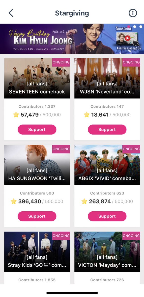 SS501xTS_Trends's tweet photo. Happy Birthday Kim Hyun Joong is still showing in IdolChamp app TOP OF STAR GIVING, it will be replaced into #SS501 15th Anniversary by (Mon) morning KST

#SS501XV 
YearsWith UsTripleS https://t.co/bmGhigJhc9